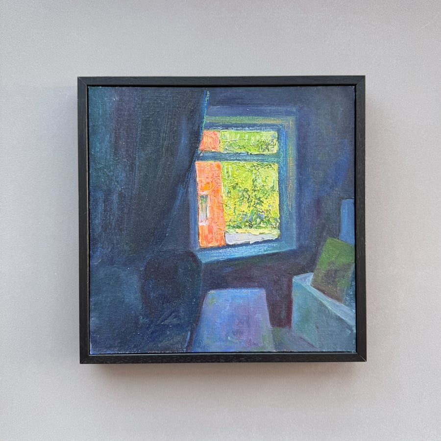 Studio window at night