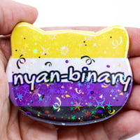 Image 1 of Holographic Nyanbinary Cat Button