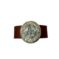 Image 1 of Essentiae Metallum Bronze logo belt - Gold/wine red 