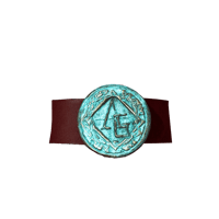 Image 1 of Essentiae Metallum Bronze logo belt - Liberty green/wine red 