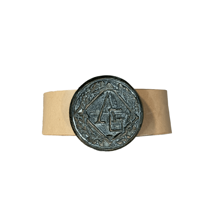 Image of Essentiae Metallum Bronze logo belt - Bronze/cream