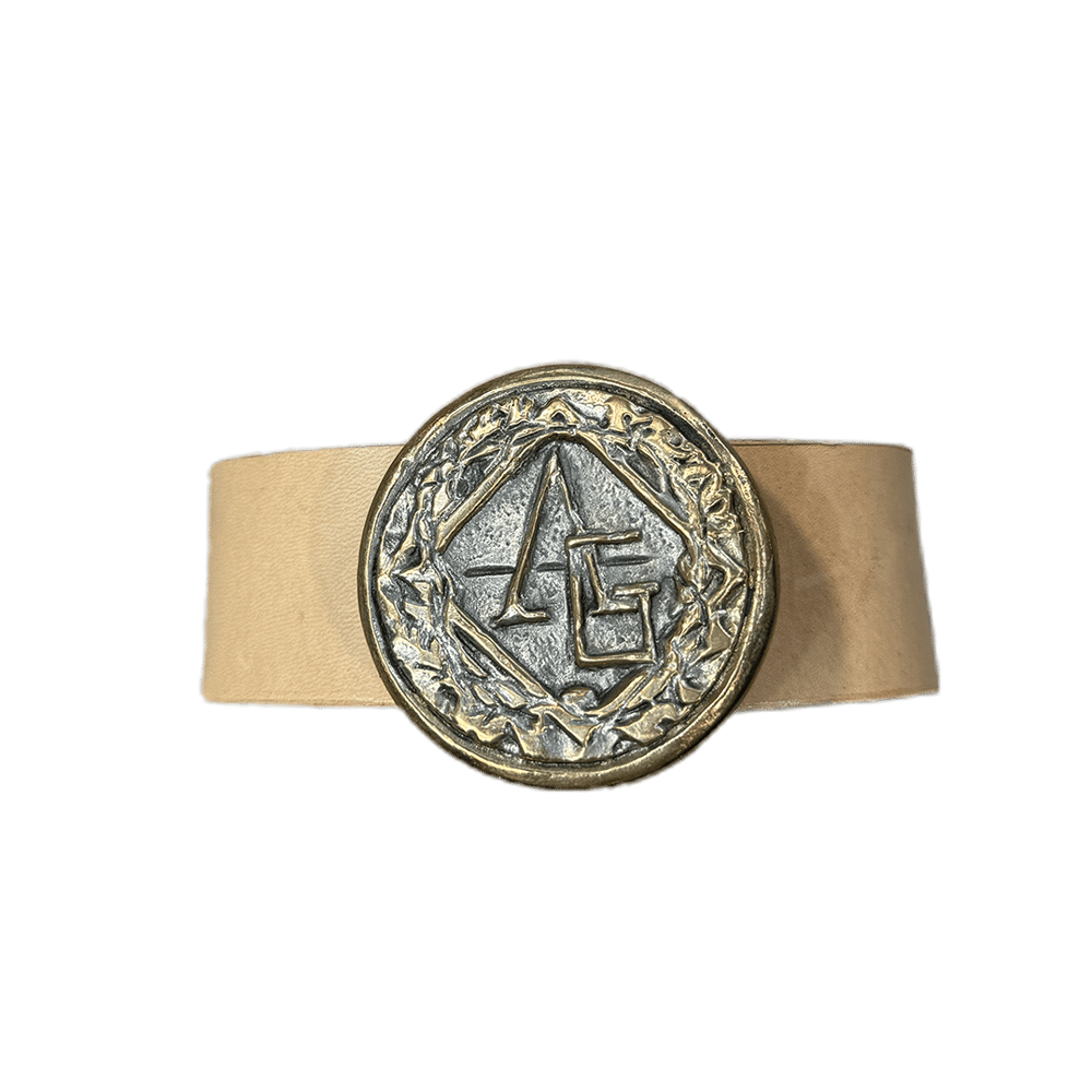 Image of Essentiae Metallum Bronze logo belt - Gold/cream