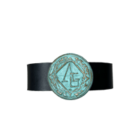 Image 1 of Essentiae Metallum Bronze logo belt - Liberty green/black 