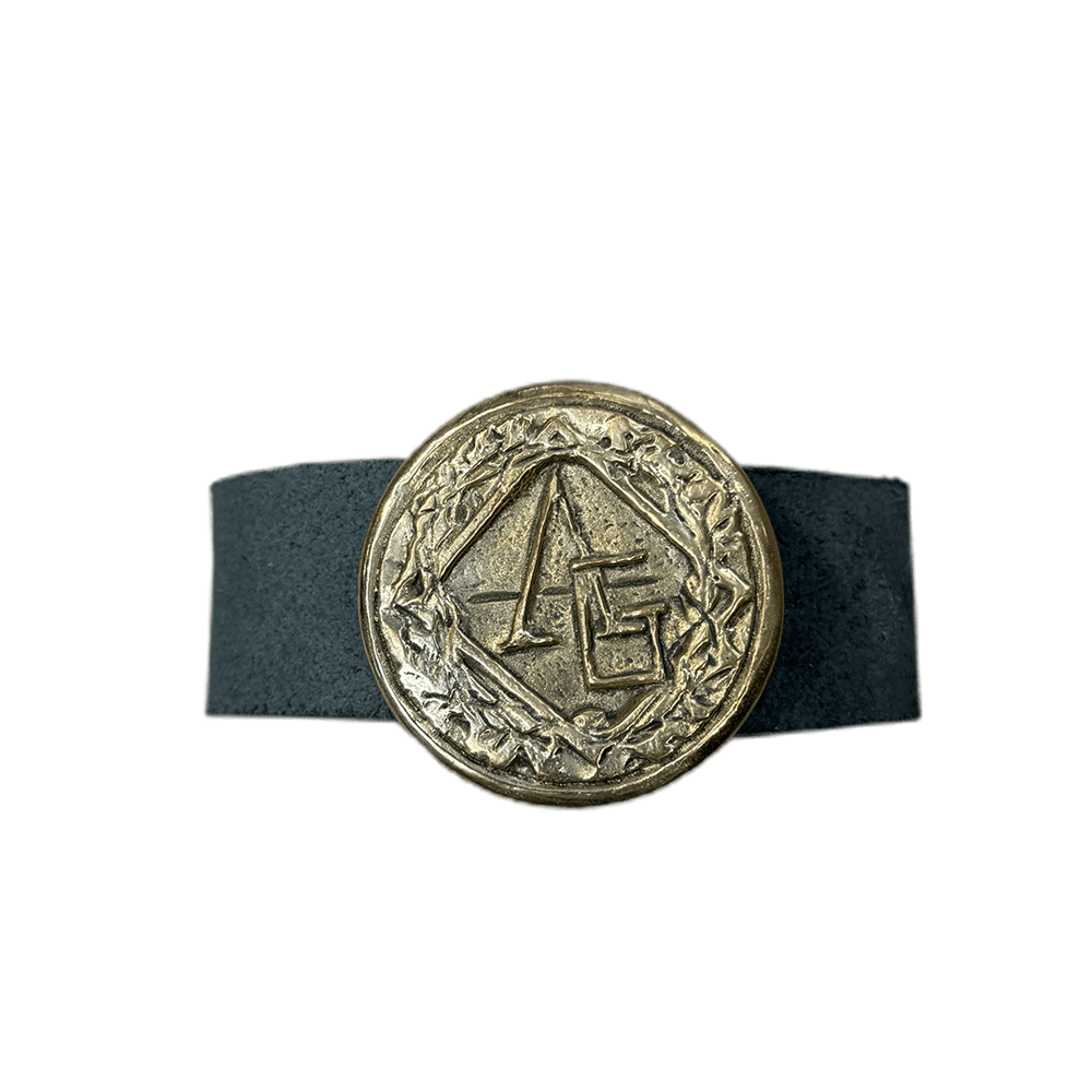 Image of Essentiae Metallum Bronze logo belt - Gold/reversed black