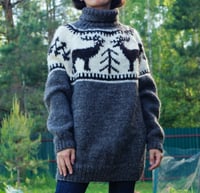 Image 1 of Reindeer farm wool sweater - Gray - Ready to ship