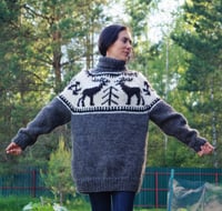 Image 4 of Reindeer farm wool sweater - Gray - Ready to ship