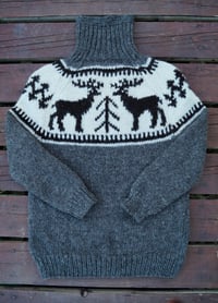 Image 5 of Reindeer farm wool sweater - Gray - Ready to ship