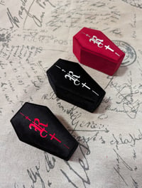 Image 4 of  RM  Small Signature Coffin Jewelry Box  (Vampire Edition) Black x Red