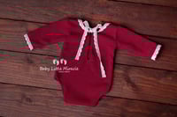 Image 5 of Newborn body long sleeves wine with lace