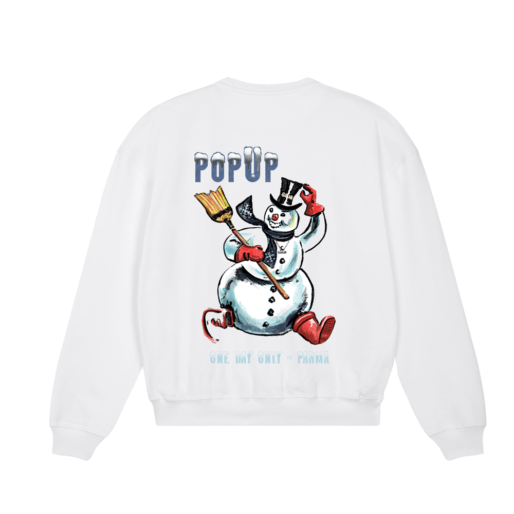 Image of Frosty snowman POPUP CREWNECK AG X Oblio.shop - white