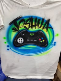 Image of Personalized Airbrush Graffiti Name T-Shirt - Gamer Design