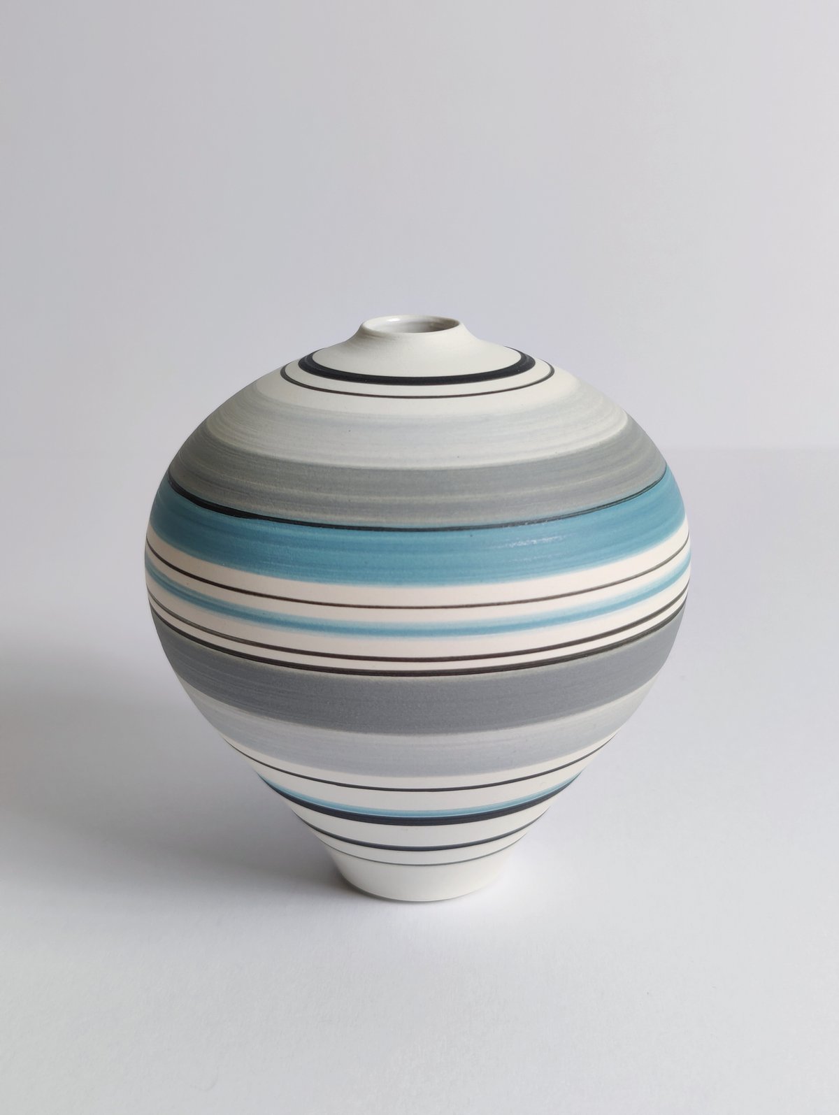 Image of Midi Banded Teal, Grey & Black Vessel No 2