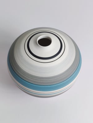 Image of Midi Banded Teal, Grey & Black Vessel No 2