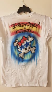 Image of Personalized Airbrush Graffiti Name T-Shirt - Birthday Girl Skull & Bow