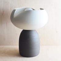 Image 1 of split accent lamp - white and dark stoneware