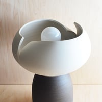 Image 2 of split accent lamp - white and dark stoneware