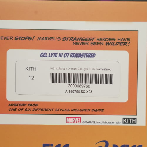 Image of ASICS Gel-Lyte III '07 Remastered Kith Marvel X-Men Mystery Sealed Box (Trading Card Included)