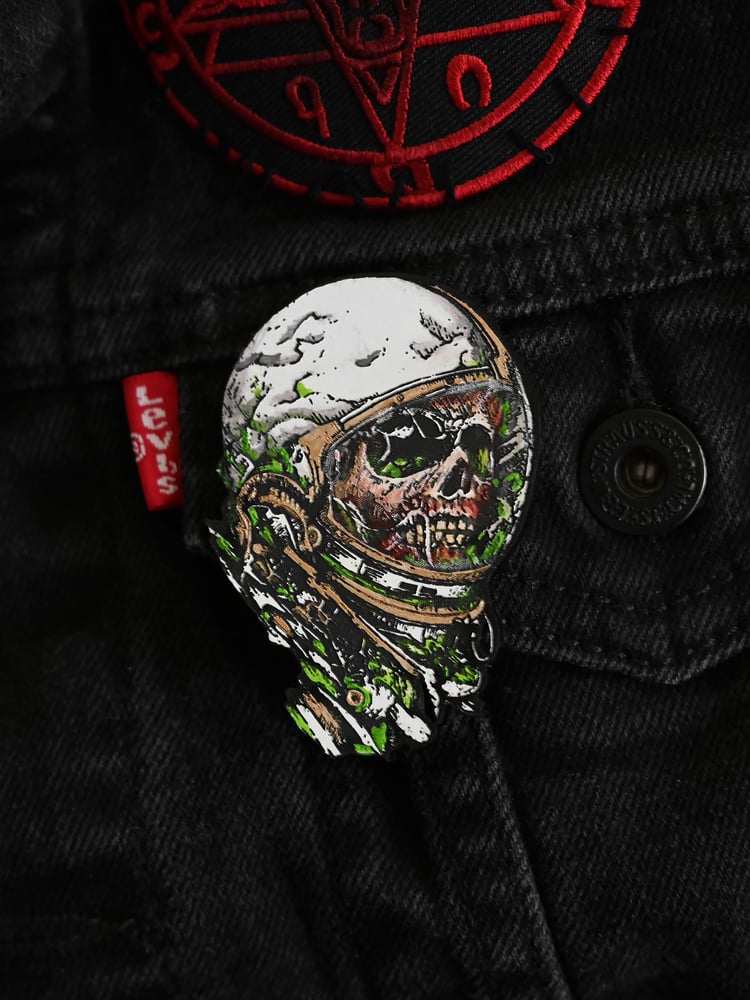 Image of Dead Astronaut Pin - Hand Painted - Engraved Acrylic