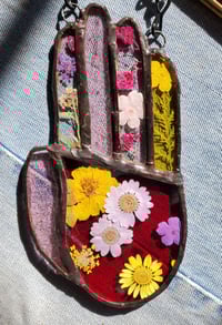 Image 1 of Stained Glass hand with florals