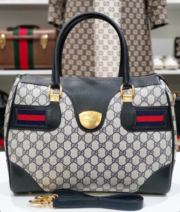 Image of Vtg. Gucci Blue Monogram Club Bag