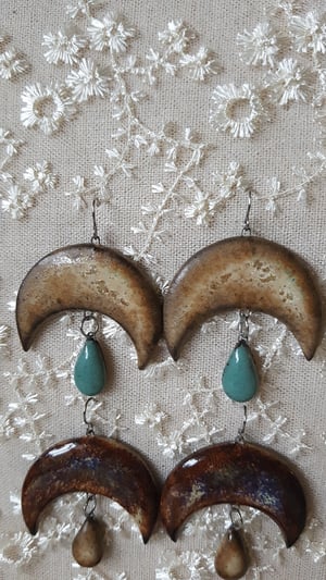 Earrings - Moons with Mini Teardrops