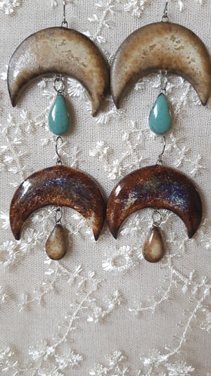 Earrings - Moons with Mini Teardrops
