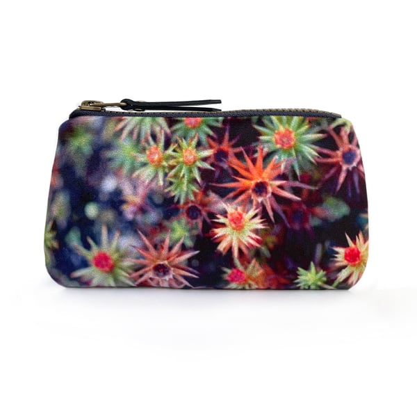 Image of Starry moss, printed velvet zipper bag 