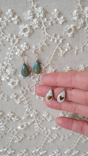 Earrings - Mini Teardrops with Gold