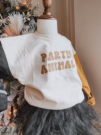 Image 1 of Party animal color blocked sweatshirt