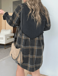 Image 3 of Denim Mix Plaid Button Up Dress
