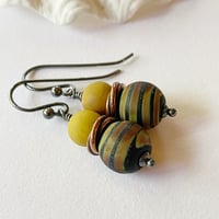 Image 1 of Raku/Mustard Earrings