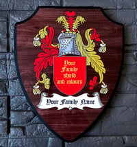 Heraldic Crest Coat of Arms Plaque (bevelled edge) 7x9".  Ideal for Family, Clubs, Sports, & City