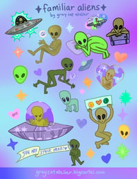 Image 3 of Familiar Aliens Holographic Sticker Sheet