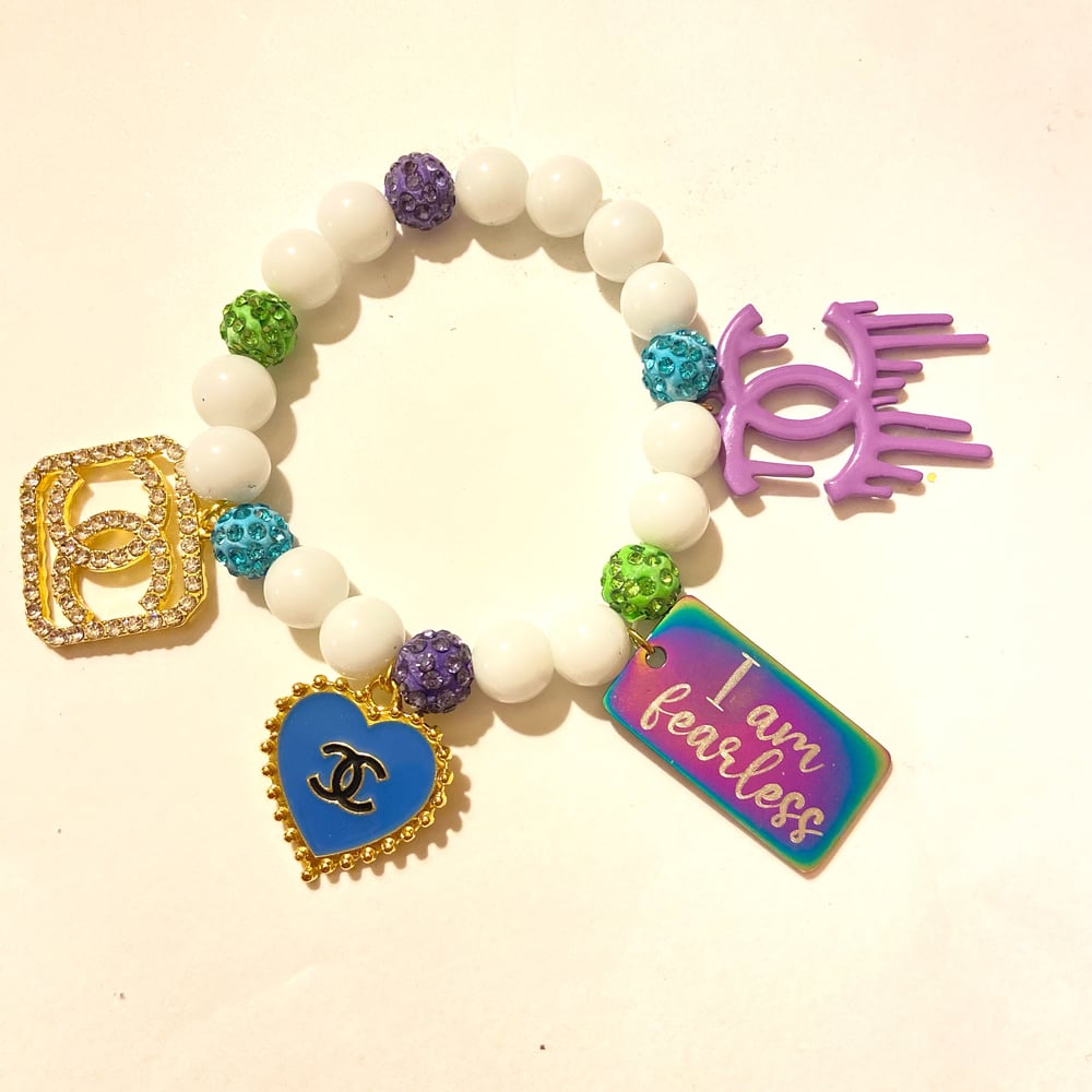 Image of I’am fearless beaded charm bracelet 