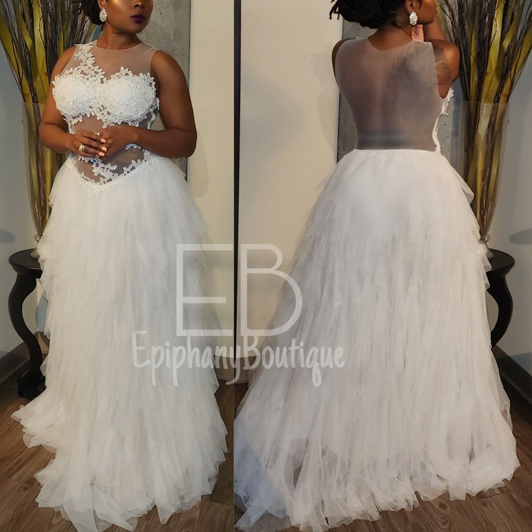 Image of The Blair Appliqué Gown-**White**
