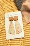 Wood and leather backed cork cherry blossom earring dangles