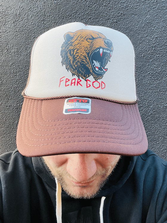 Image of "FEAR GOD" FOOLISHNESS PODCAST  Trucker Hat.
