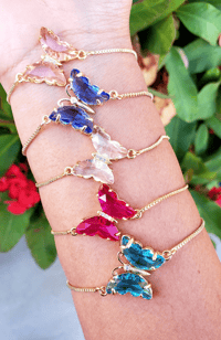 Image 1 of Glass Butterfly Slider Bracelet 