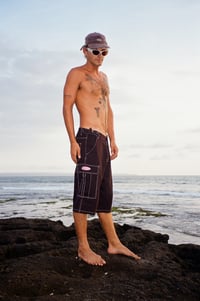 Image 5 of Cargo pant - Unisex black with white contrast stitch 100% cotton