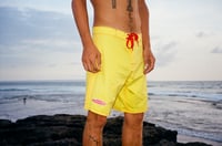 Image 3 of Classic - Mens yellow with red contrast stitch 100% cotton board short 