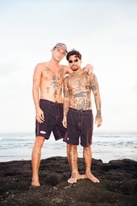 Image 4 of Wet - Mens black with pink contrast stitch microfiber board short
