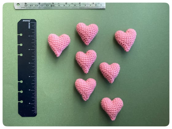 Image of Set of 7 tiny mini crochet hearts #15