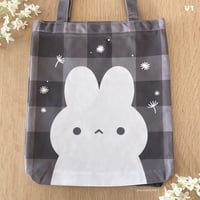 Image 1 of plaid bunny tote bag