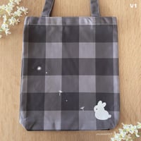 Image 2 of plaid bunny tote bag