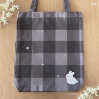 Image 2 of plaid bunny tote bag