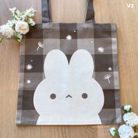 Image 4 of plaid bunny tote bag