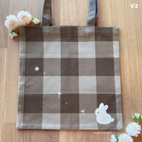 Image 5 of plaid bunny tote bag