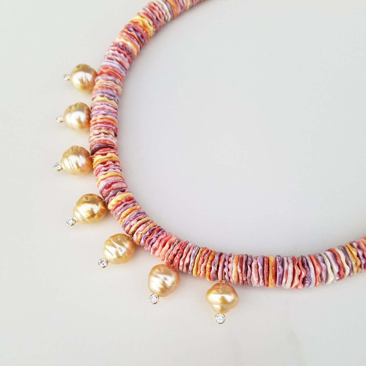 ★VINTAGE HOLLYWOOD★ Rainbow Beads n Pearl Necklace_VH2335N NE506 Multicolored Maya Necklace Dbl Strand Design Crystal