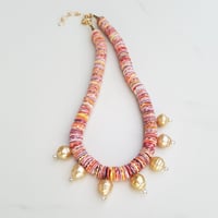 Image 3 of Rainbow Shells & Gold Pearl Necklace
