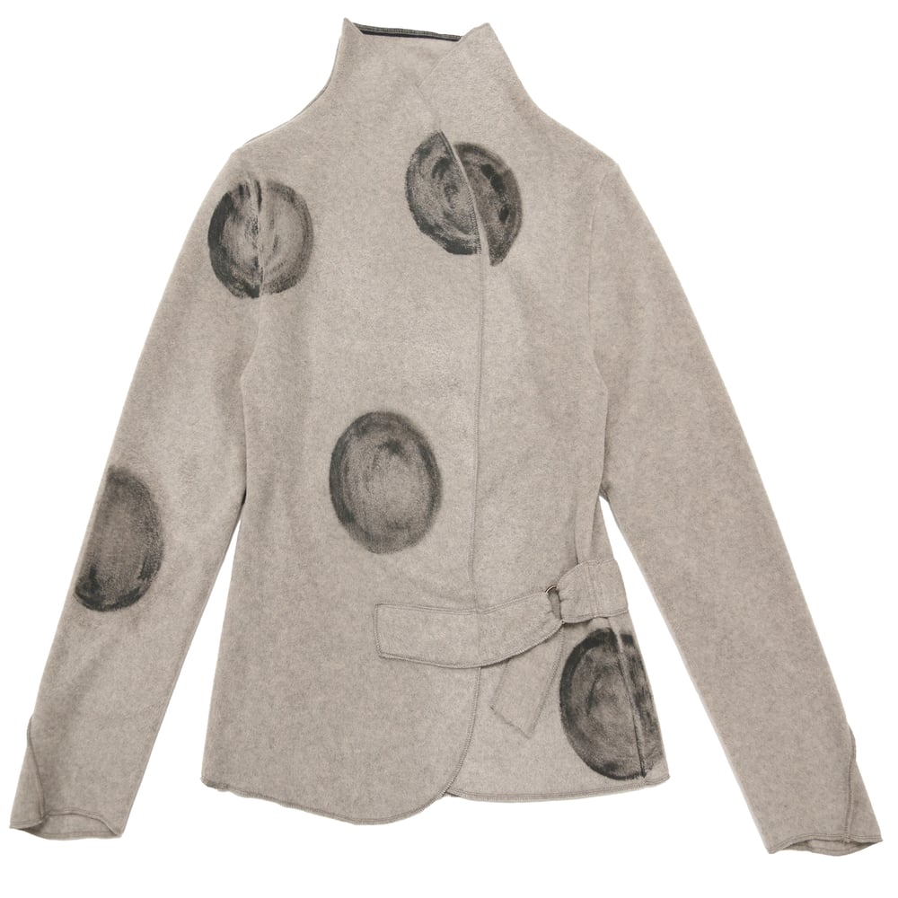 Image of LUXURY BEIGE ECO-FRIENDLY FLEECE JACKET WITH DOTS